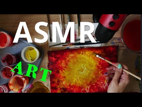 АСМР Расслабляющие звуки красок и кисточек 🖌️ Рисую Солнце Гуашью 🌞 Энергия Цвета, Абстракция