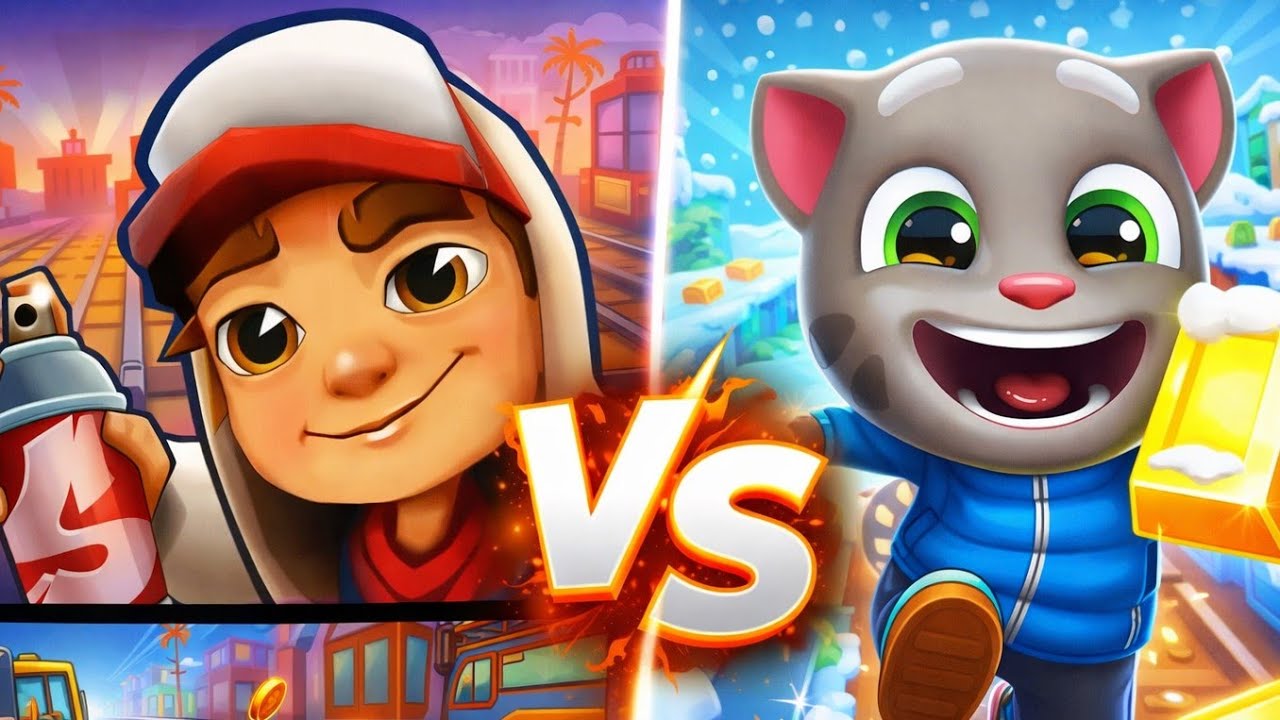 Subway Surfers V/S Talking Tom Gold Run ⚡ INSANE SPLIT SCREEN! 😳🔥
