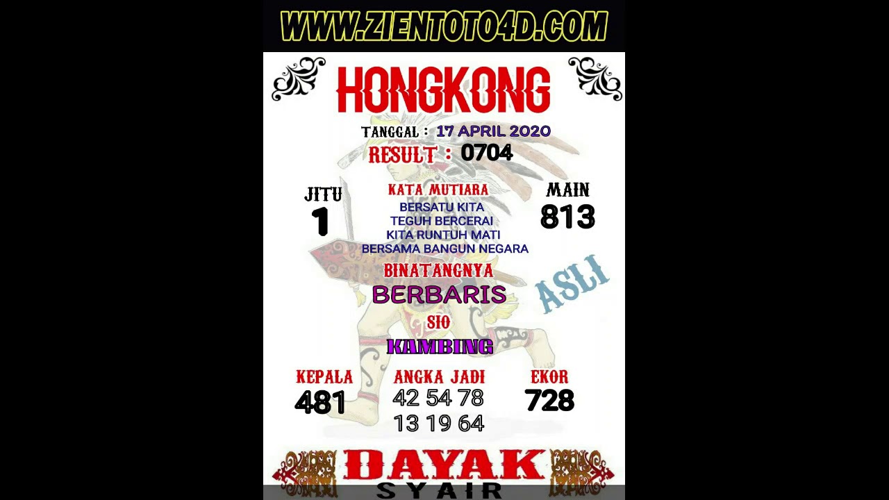 RAMALAN SYAIR HK 17 APRIL 2020 KODE SYAIR HK KODE SYAIR HONGKONG