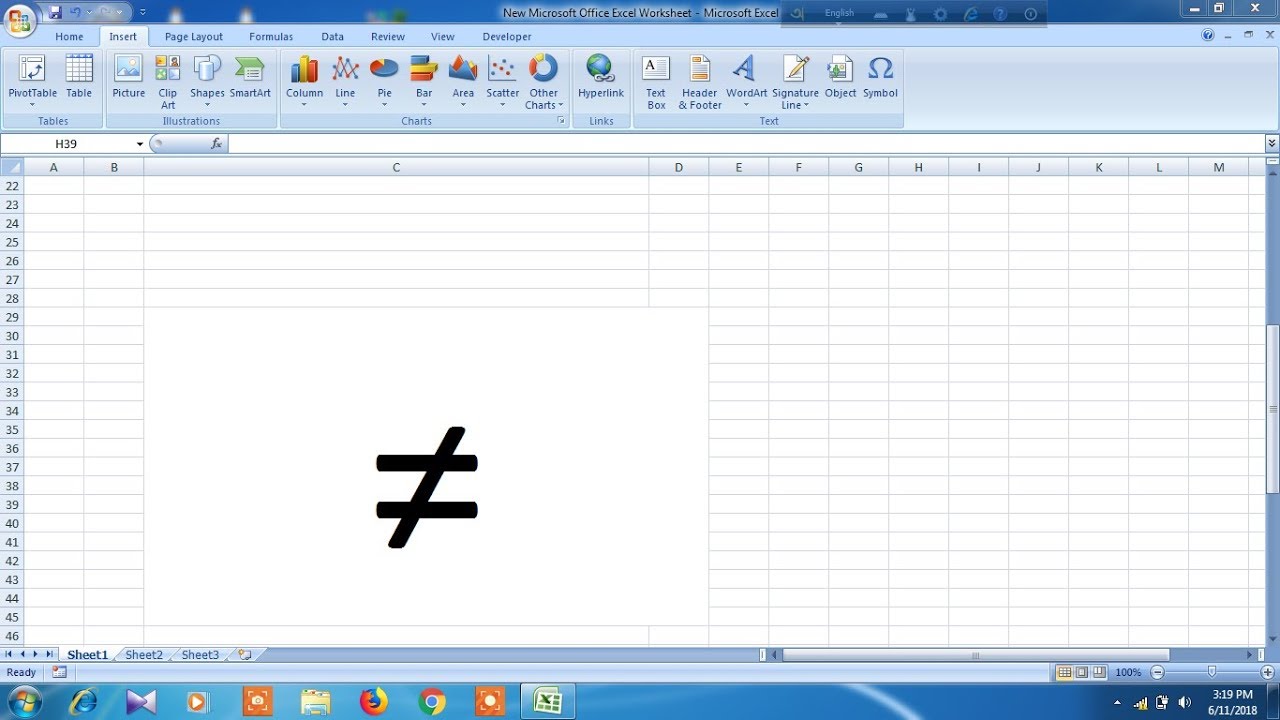 How to type not equal to symbol in excel - YouTube