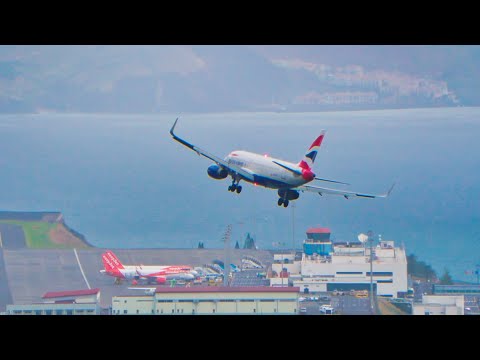 5 Windy Landings TOP VIEW at Madeira Airport