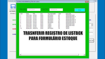Transferir Registro de Caixa para Outro Form VBA- Controle de Estoque com Excel - Aula 72