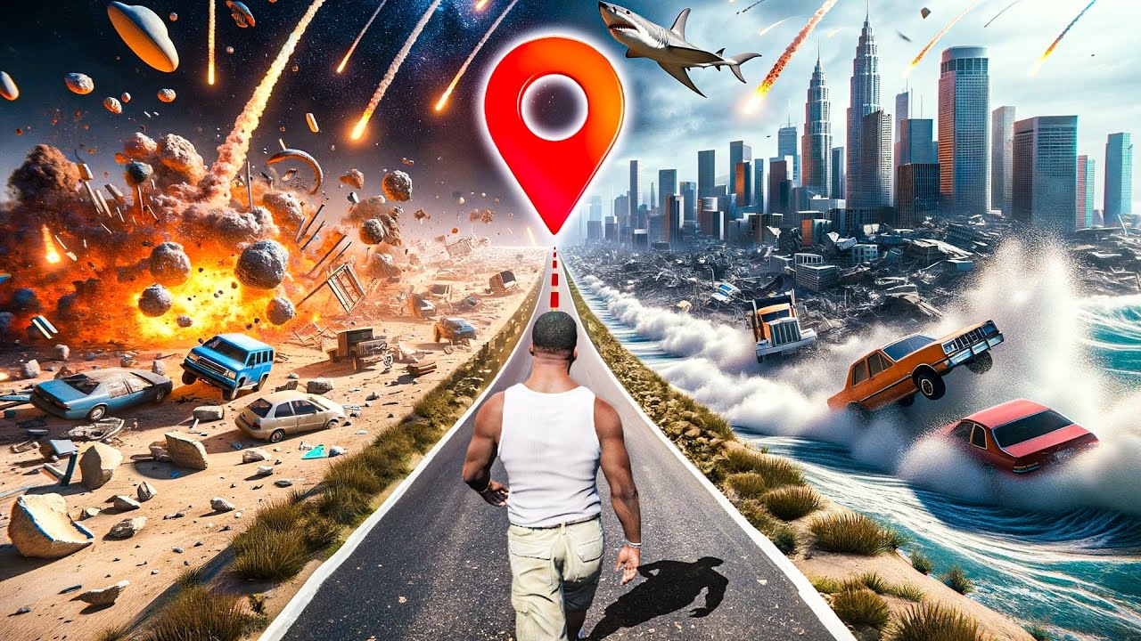 Crossing GTA 5 in a straight line but chaos happens every 30 seconds ...