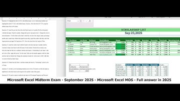 Microsoft Excel Midterm Exam - September 2025 - Embedded with MOS Microsoft Excel (54 questions)