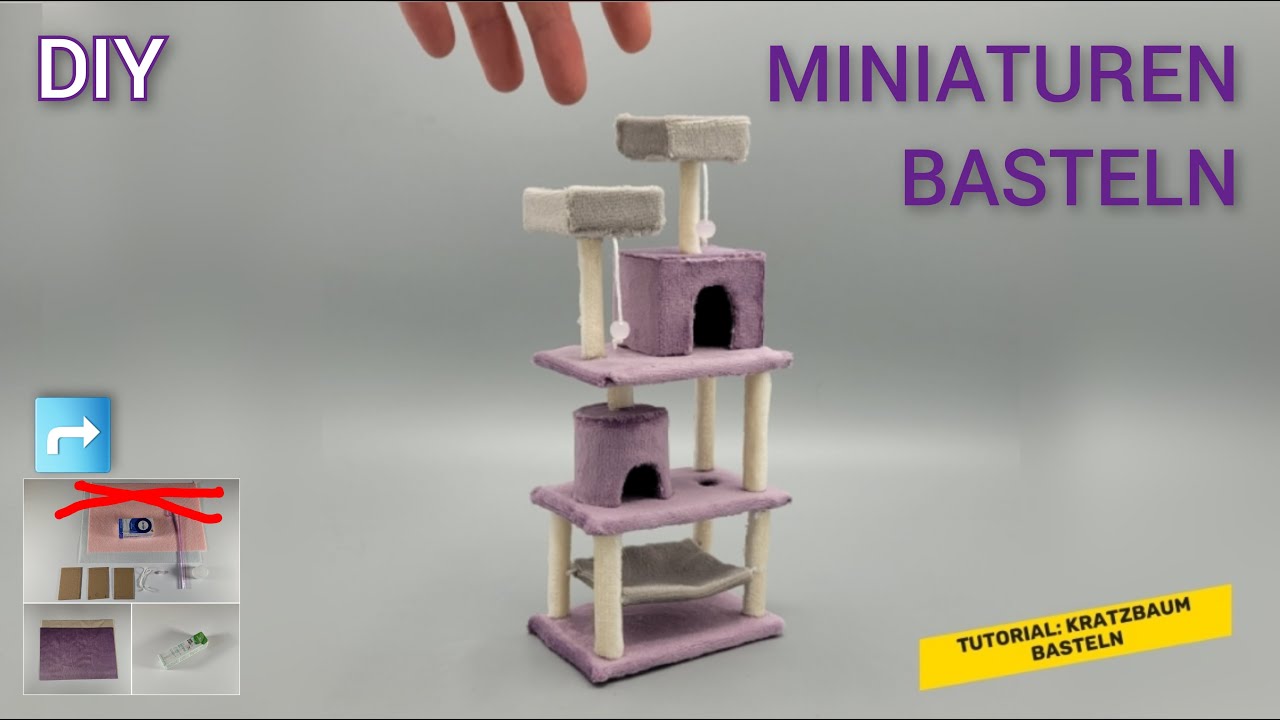 Tutorial: Mini Katzen Kratzbaum basteln / DIY: how to craft a miniature cat  scratching post