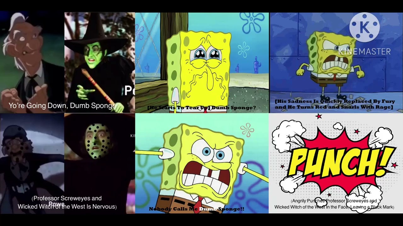 SpongeBob Punches Professor Screweyes and The Wicked Witch of the West 