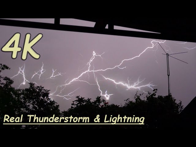 Real Thunderstorm Sounds, Windy Rainstorm & Real Heavy Lightning - Long Rumble Thunders & Hard Rain class=