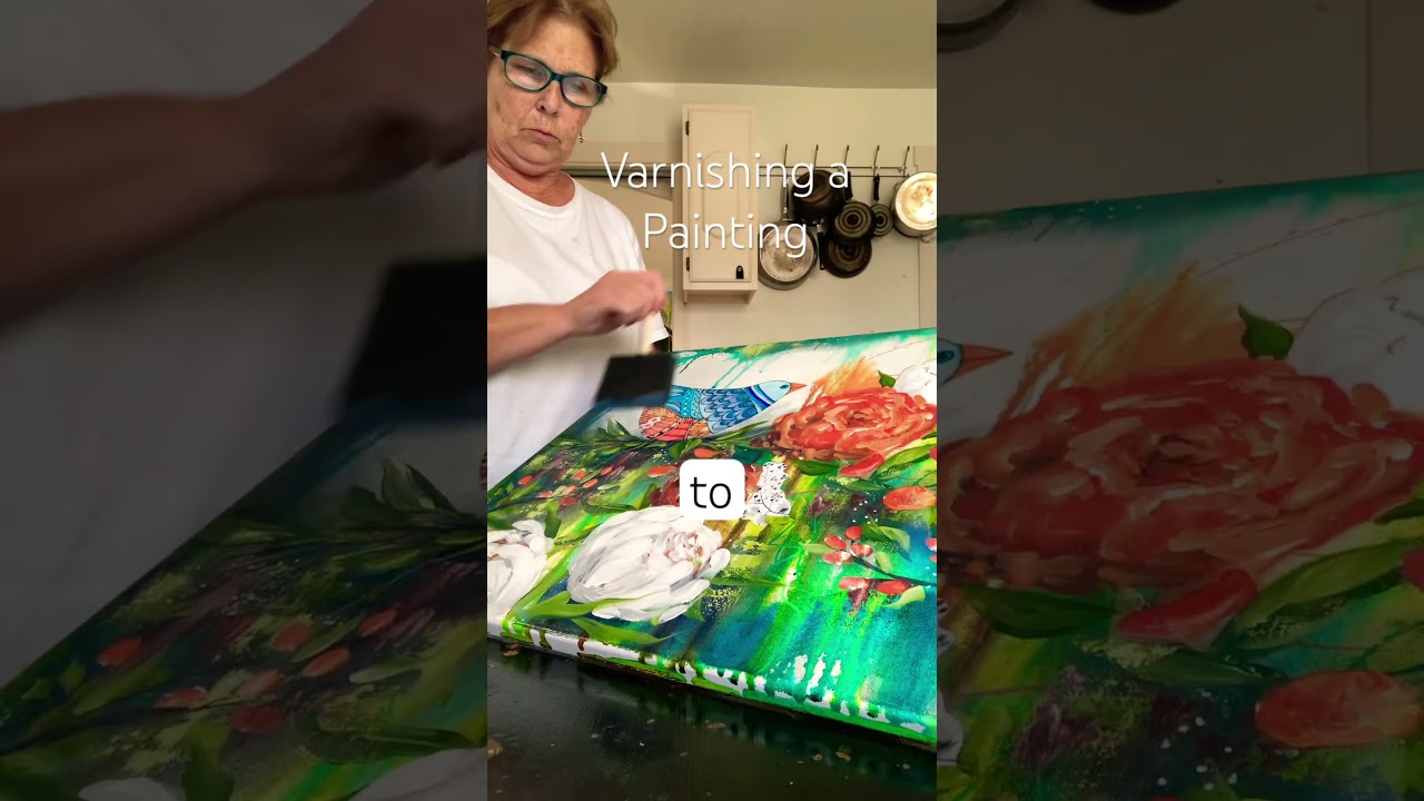 Varnish an acrylic painting!🖌️😍 #artbusinesstips #paintingadvice #paintingtips g