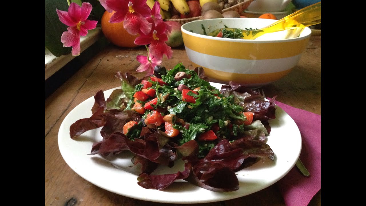 Olive Bell Pepper Kale Salad Live Entrée YouTube