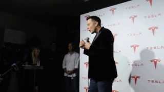 Elon Musk Tesla Motors battery swapping event, Los Angeles 2013, part 7