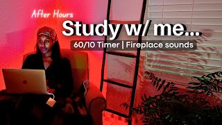 Late night Study with me LIVE | Relaxing fireplace sounds | Pomodoro 60/10 timer