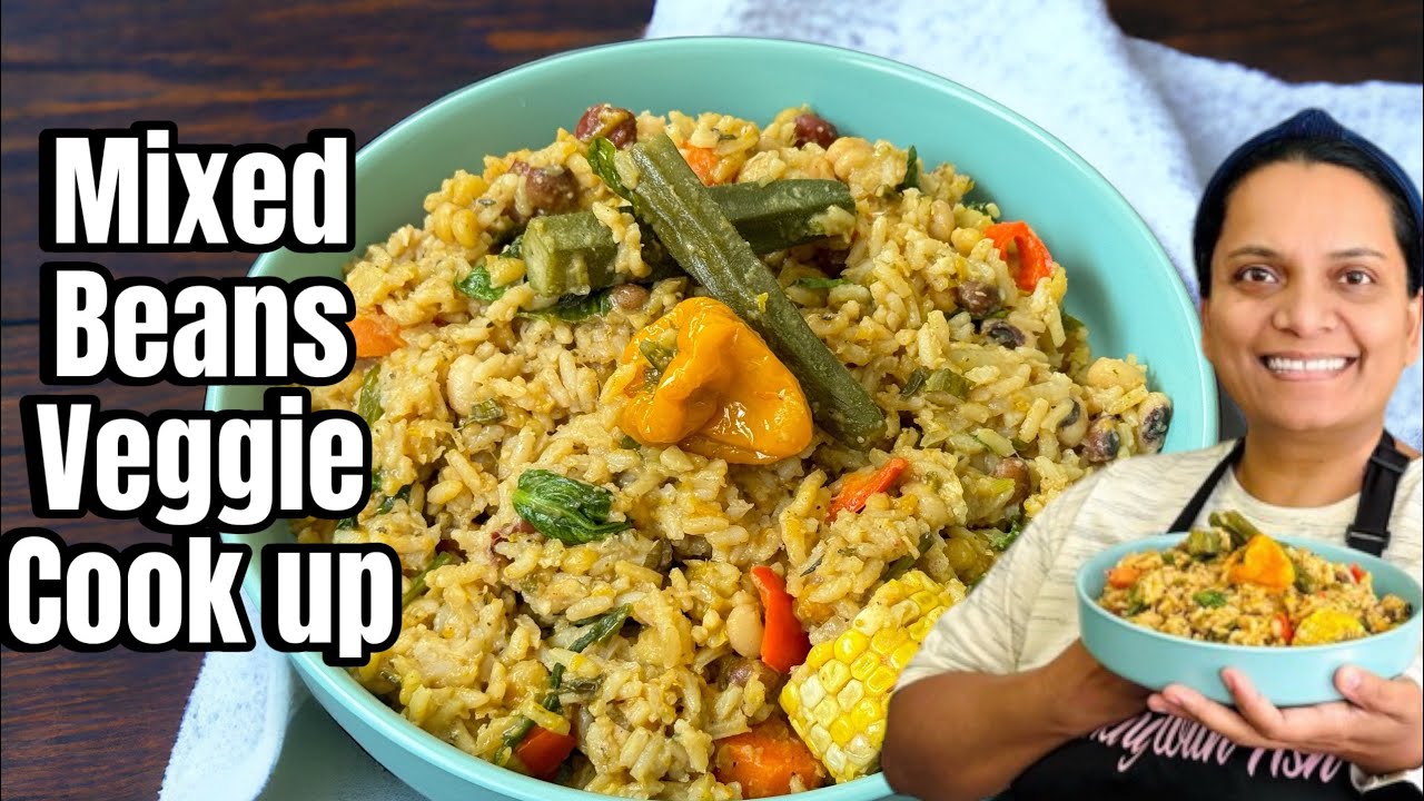 Рис с овощами и гайанской смесью бобов 