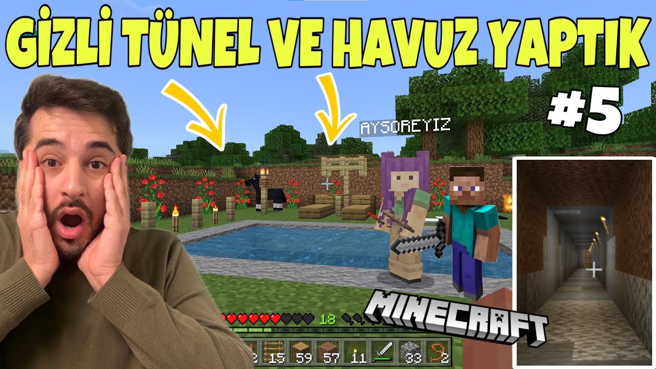 EVİMİZİN ALTINA GİZLİ TÜNELLER VE HAVUZ YAPTIK EFSANE OLDU! -MİNECRAFT SURVIVAL