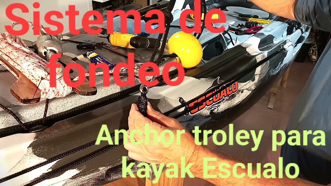 Sistema de fondeo o Anchor Trolley para kayak Escualo