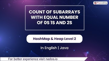 Count Of Subarrays With Equal Number Of 0s 1s And 2s | HashMap & Heap | English | Java | Video_33