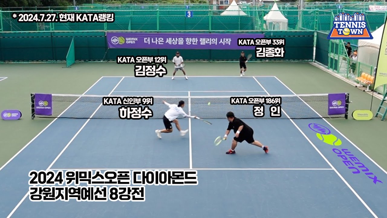 2024 위믹스오픈 8강전! '정인, 하정수 VS 김정수, 김종화' 테니스 전국대회