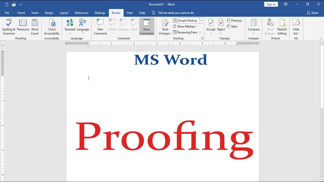 How to use Spelling & Grammar in MS Word Proofing Word Count
