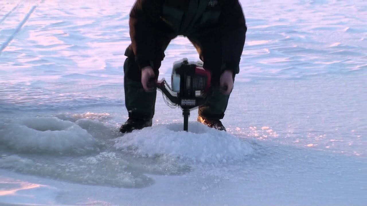 Extreme Ice Auger Action! World Record Holes Champion 