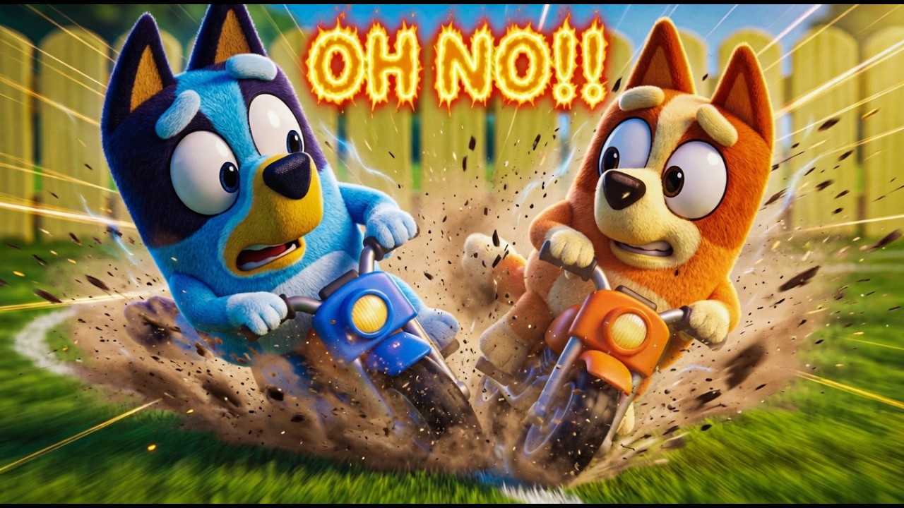 🚨 OH NO! Bluey & Bingo Almost CRASH! 🏁 Fun Race Goes Wrong