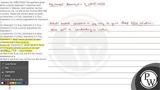 Assertion (A): DIRECTIONS. The questions given below contains statement-1 (Assertion) and statem...