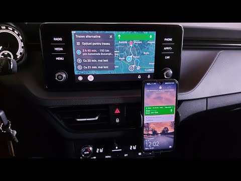 Conectare Waze și Google maps direct pe display-ul masinii prin Android Auto.