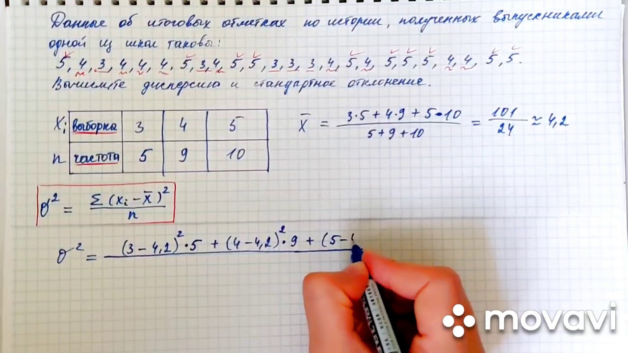Элементы статистики. Дисперсия. Стандартное отклонение