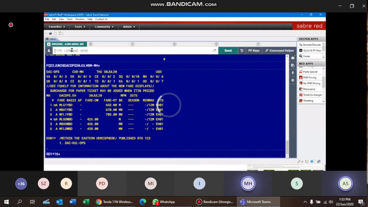 Sabre Training Fare pricing with Reissue Online Class 22 June 2020 - Part 16