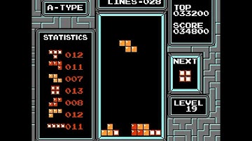 NES Tetris Level 19 start - 40400 (PB)