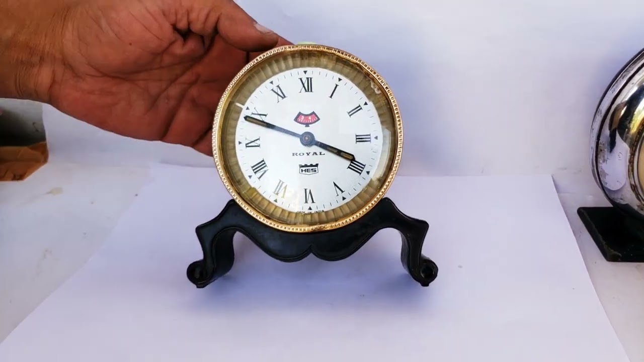 Real Antique Old Original HES ROYAL Vintage Alarm Clock Collectible Table Clock