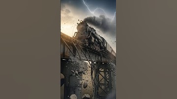 Seconds from disaster... A speeding train races across a collapsing bridge.  #shorts