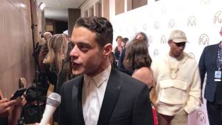 Rami Malek ('Mr. Robot') chats on the 2017 Producers Guild Awards red carpet