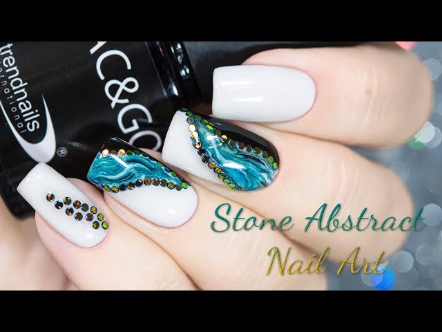 Marble  Stone Hand Painted Nail Art / Абстрактный мраморный дизайн ногтей