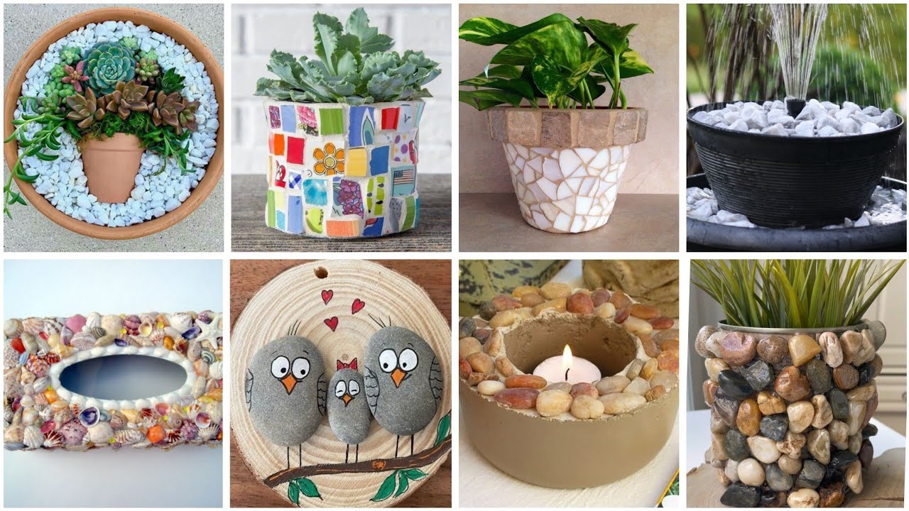 أفكار ✨ عندك بقايا السيراميك،الحصى،الاحجار صدف البحر اصنعي ديكورات راحة نفسية#diy#decoration