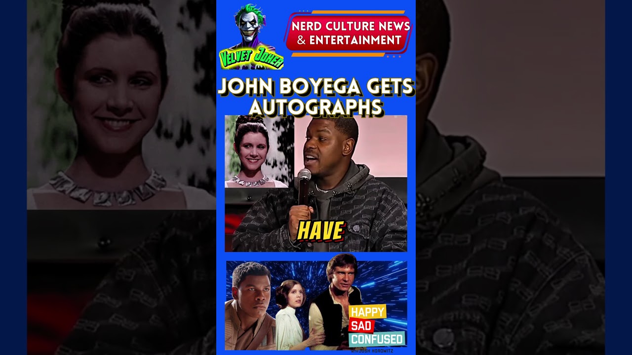John Boyega Gets Harrison Ford & Carrie Fisher's Autographs 