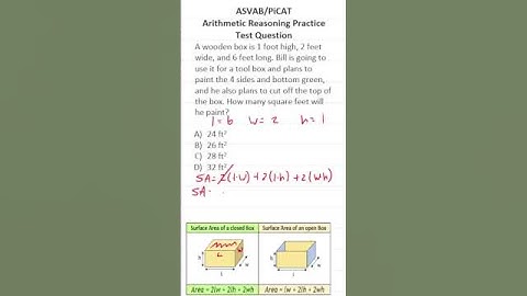 ASVAB/PiCAT Arithmetic Reasoning Practice Test Q: Surface Area #acetheasvab with #grammarhero #afqt