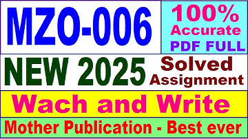 MZO 006 solved assignment 2025 in English || mzo 006 solved assignment 2025-26 || ignou mzo006 2025