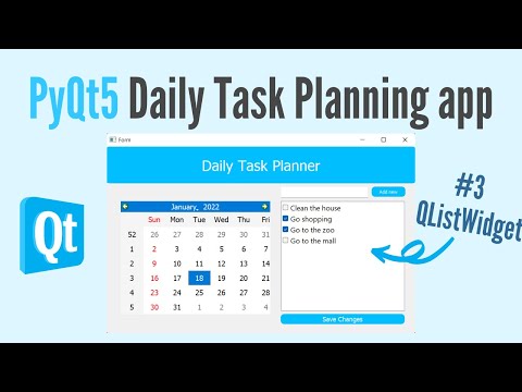 PyQt5 Daily Task Planning app #3: QListWidget check list [tutorial for beginners]
