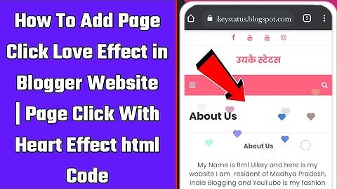 How To Add Page Click Love Effect in Blogger Website | Page Click With Heart Effect html Code