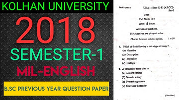 Kolhan University 2018, MIL- English (AECC) question paper for ug (SEM-1) । #kolhanuniversity