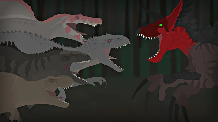 T-Rex, Spino, Giga & Indominus-Rex VS Ultimasaurus || Jurassic World Battle Animation (3/3)