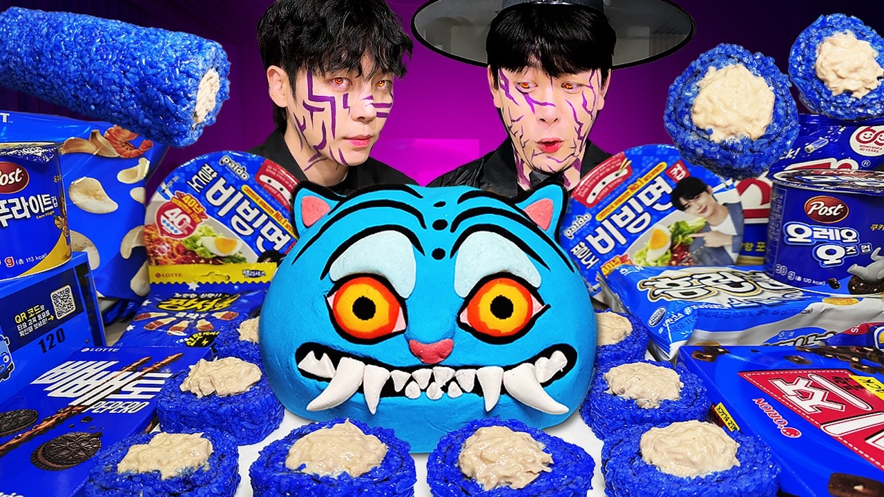 ASMR KPop Demon Hunters | 직접 만든 케데헌 블루 디저트 아이스크림 젤리 먹방 DESSERTS JELLY CANDY MUKBANG EATING SOUNDS