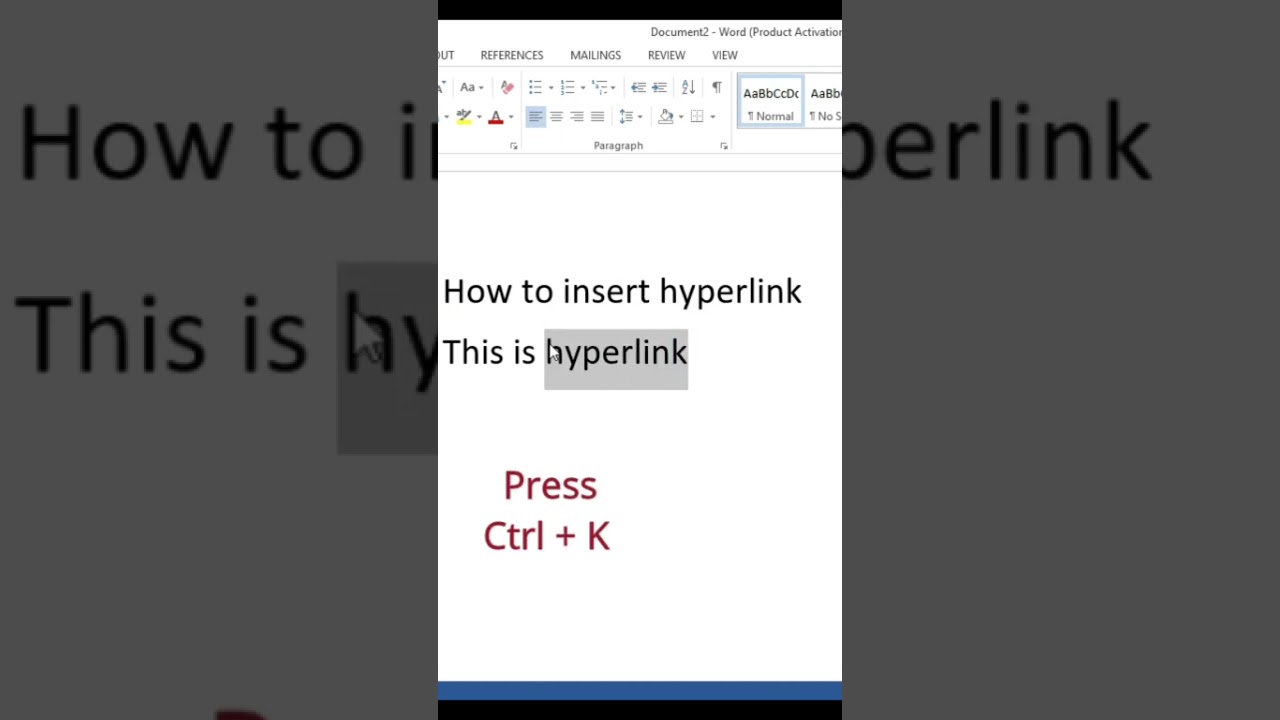 How to insert Hyperlink in a Word document #shorts #youtubeshorts