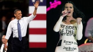 Katy Perry wears voting ballot dress for Obama