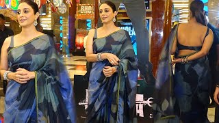 Tabu L00Ks So H0T In Blue Saree As She Arrives For Bholaa Trailer Launch In Mumbai