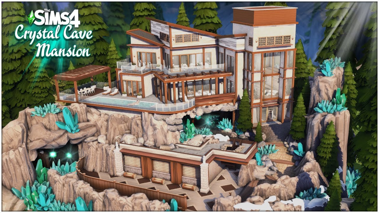 CRYSTAL CAVE MANSION 💎 [No CC] Sims 4 Speed Build Kate Emerald