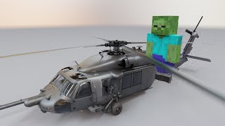 Atomic Ragdolls - Minecraft Zombies VS HELICOPTER realistic molecular ragdoll simulation