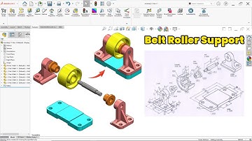 SolidWorks Belt Roller Support | Complete Part & Assembly Tutorial