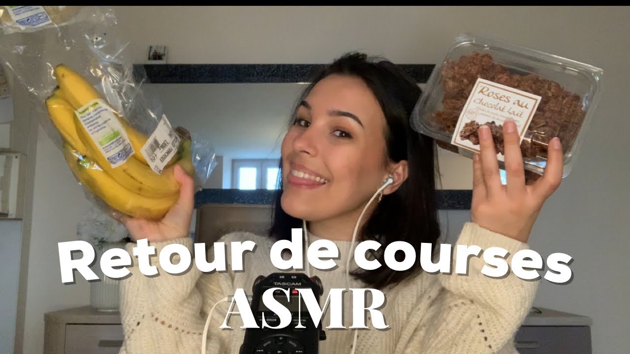 ASMR : RETOUR DES COURSES 🍌🍫