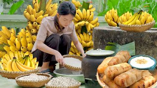 HarvestingBanana, Yummy Grilled Banana Wrapped In Sticky Rice, Food Recipe | Lam Anh Countryside