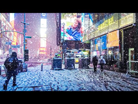 NYC 4AM Snow Walk | 42nd Street, Times Square, 57th Street, 5th Avenue, Rockefeller Center